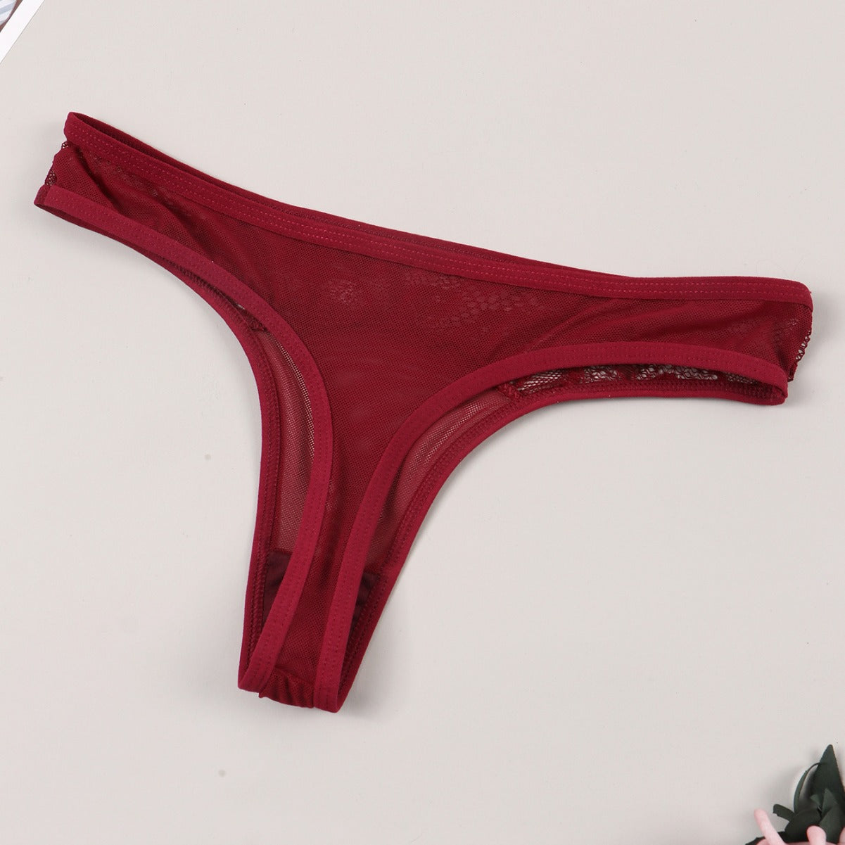 Lady Sexy Seductive Ding Underwear Girls T Shaped Panties Lace Edge Transparent Temptation Pure Cotton Crotch Sexy Underwear
