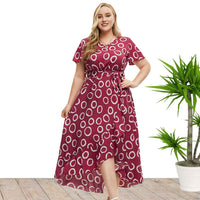 Plus Size Women Clothing Summer Short Sleeve Dress Maxi Dress
