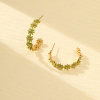 High Grade Drop Oil Titanium Steel Floral Earrings Women Non Fading 18K Gold Stainless Steel Earrings