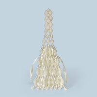 Korean Pearl Handmade Hollow Out Cutout Bag Fishnet Women Handbag Casual Geometric Abstract Clutch