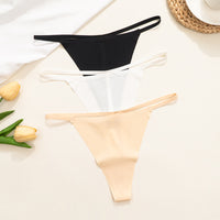 Low Waist Lady Sexy T Shape Underwear Cotton Crotch Breathable Invisible Thin Belt Seamless Ice Silk Briefs