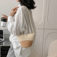 Crossbody Straw Bag Cotton Thread Woven Bag Mobile Phone Change Key Case Hollow Out Cutout Cotton Thread Woven Bag Casual Cute Women