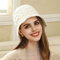 Autumn Winter Handmade Knitted Hollow Out Cutout Solid Color Warm Keeping Ear Protection Casual Sweet Trendy Big Head Circumference Knitted Hat