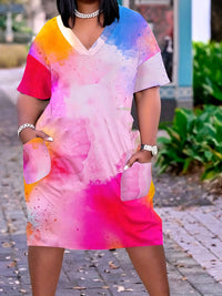 Plus Size Summer Random Printed Loose Dress