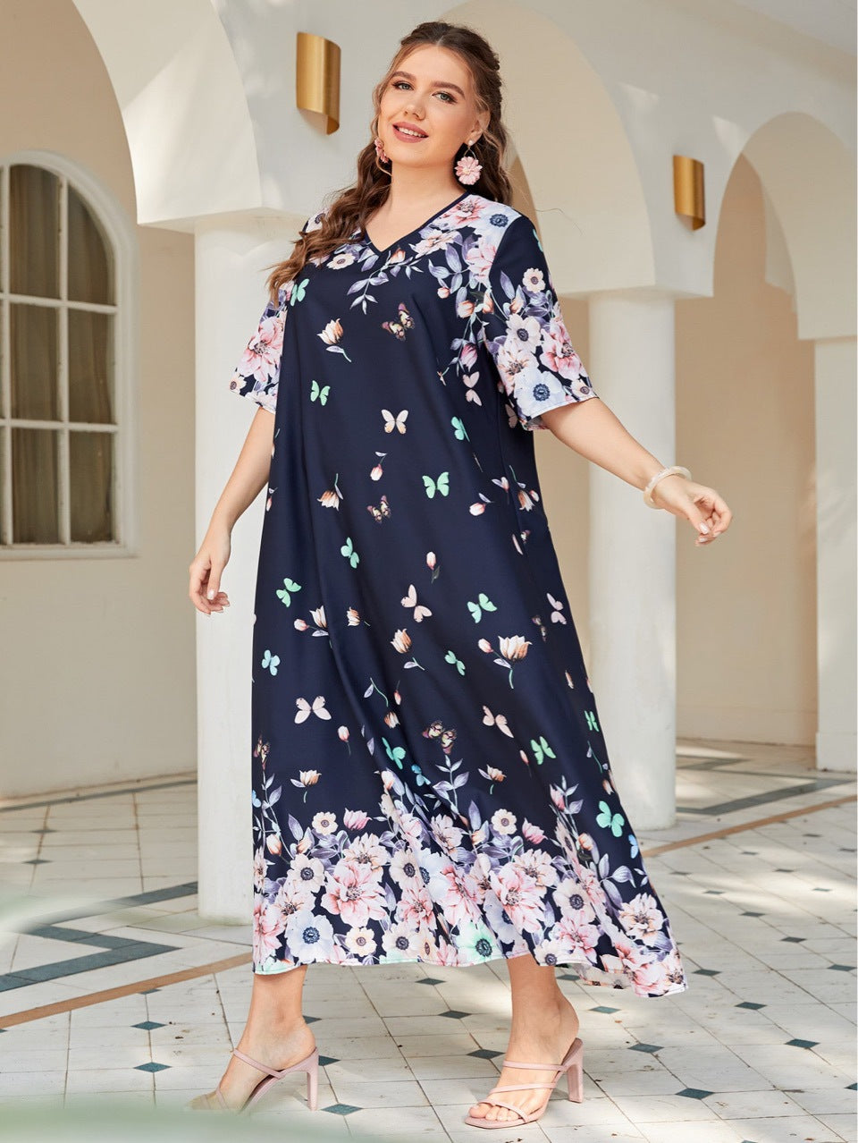Plus Size Women Clothing Office Loose Printed Women Clothes Dress