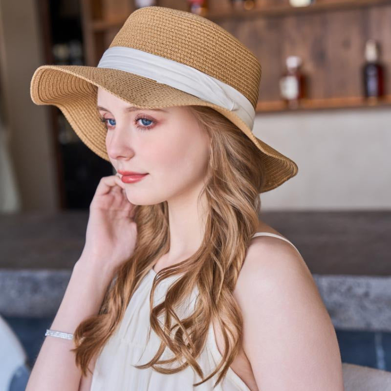 Outdoor Sunshade French Flat Straw Hat Street Shooting Travel Ladies Retro Sun Hat