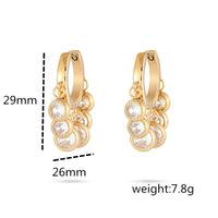 18K Vacuum Gold Plated round Diamond Stainless Steel Earrings for Women Affordable Luxury Colorful Crystals Titanium Steel Earrings Women