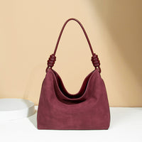 Red Suede Tote Bag Autumn Winter Retro Shoulder Crossbody Light Luxury Frosted Office Bucket Bag