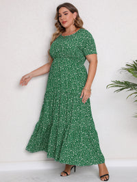 Plus Size Women Clothing Summer Short Sleeve round Neck Dress Maxi Dress
