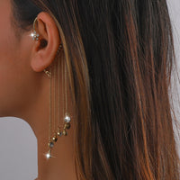 Creative Tassel Earrings Refined Rhinestone Alloy Ear Hanging Personality Ear Trim for Women