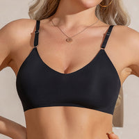 Seamless Bras Adjustable Double Shoulder Strap One Piece Thin without Chest Pad Gather Comfortably Women Underwear