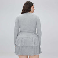 Plus Size Autumn Winter Women round Neck Dress Minimalist Long Sleeve A line Dress