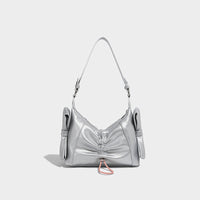 Summer Pleated Shoulder Underarm Bag Niche High Sense Silver Sexy Women Hand Carrying Crossbody Bag