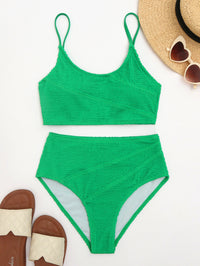 Bikini Solid Color Snake Cloth High Waist Sexy Bikini Swimsuit Swimwear Women