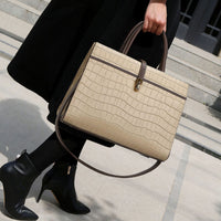 Handbag Autumn Winter Crocodile Pattern Texture Lady Simple Office Large Capacity Korean Western Tote Bag
