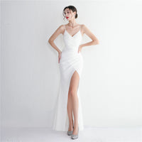 Long Sleeveless Split Debutante Gala Dinner Slim Fit Fishtail Wedding Dress
