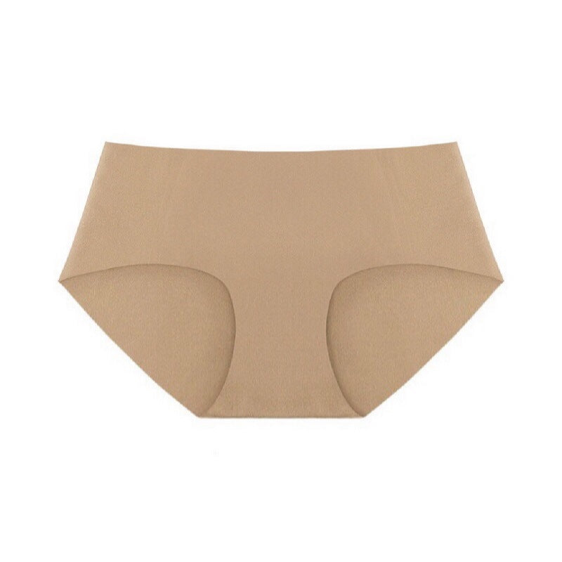 Korean Seamless Underwear Women Mid Length Low Waist Hip Wrapped Simple Nude Feel Comfortable Women Briefs Panties