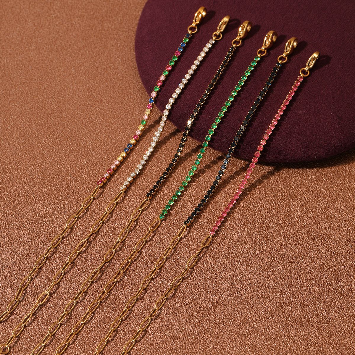 Arrival Rainbow Color Fine Diamond Titanium Steel Bracelets Women Exquisite Small Qiaoyi Row Full Diamond Stainless Steel Jewelry