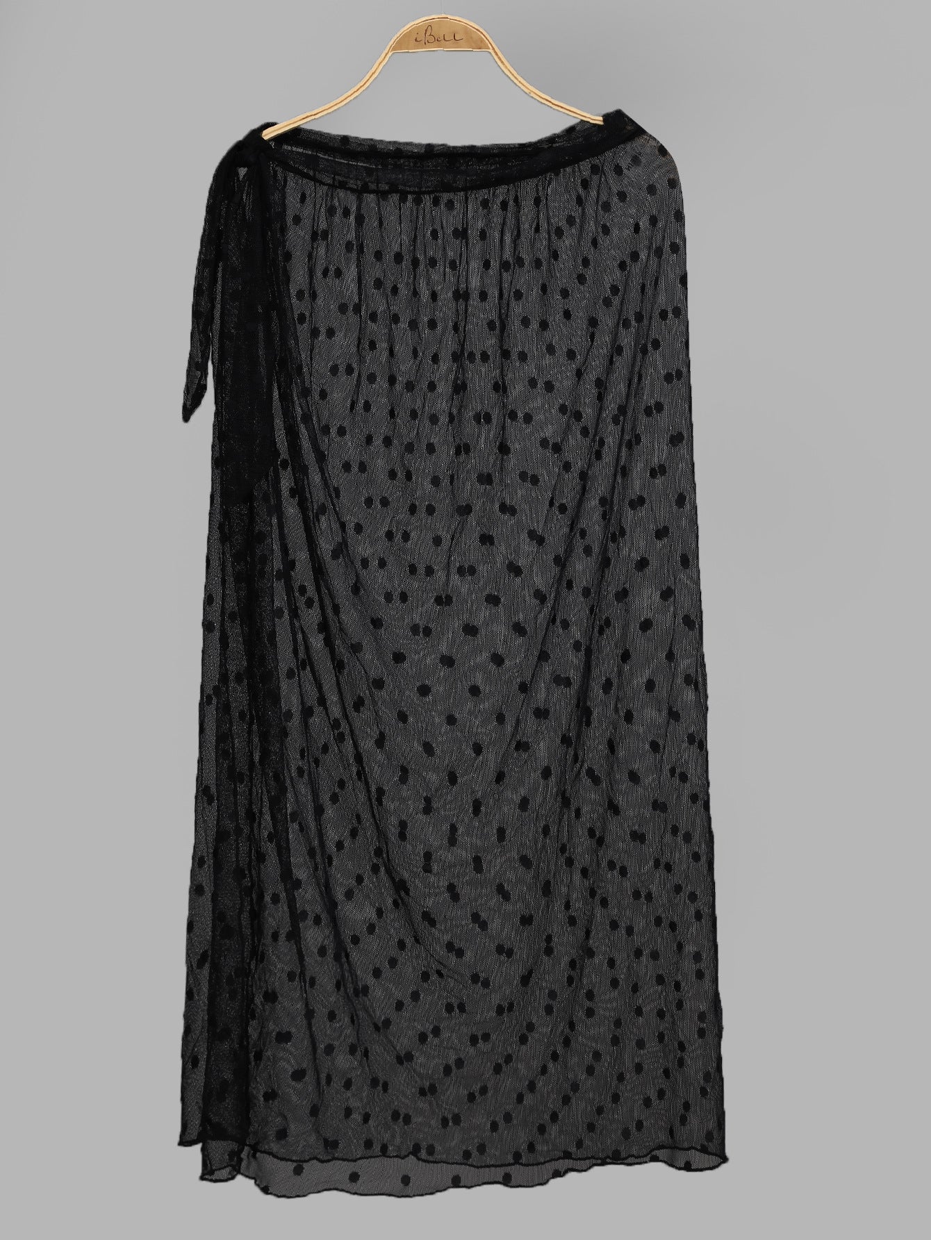 Black Polka Dot Self Tie Long Maxi Dress Dot Mesh Blouse Lady Sexy