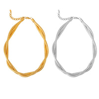 Heavy Industry Golden Three Wire Winding Collar Necklace Light Luxury Stainless Steel Plated 18K Real Gold Punk Necklace
