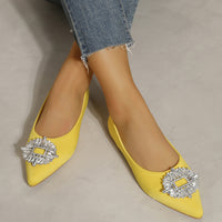 Flat Pumps Low Cut Women Pointed Toe Rhinestone Square Buckle Mary Jane Women Shoes Suede Loafers