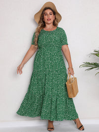Plus Size Women Clothing Summer Short Sleeve round Neck Dress Maxi Dress