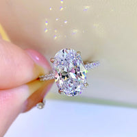 925 Silver Artificial Diamond Oval 8*12 Ledean Diamond Bottom Cut