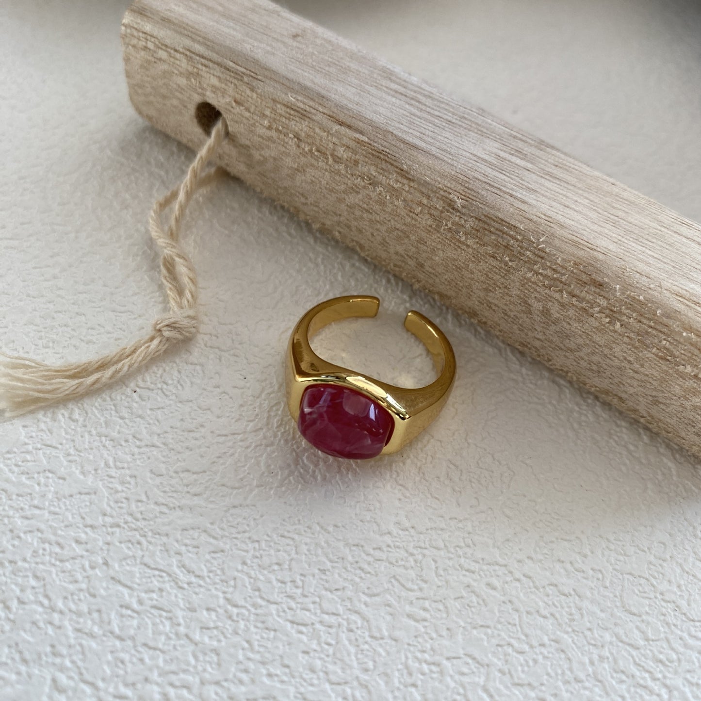 Red Gemstone Ring Special Interest Design Adjustable Open Ended Ring Elegant High Sense All Matching Graceful Index Finger Ring