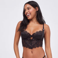 bralette Summer Eyelash Lace Sexy Lingerie Women Body Shaping Thin Push up Hollow Out Cutout Long Back Bra