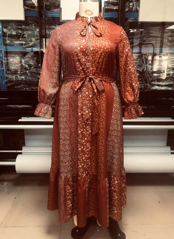 Plus Size Elegant Color Matching Women Dress