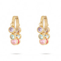 18K Vacuum Gold Plated round Diamond Stainless Steel Earrings for Women Affordable Luxury Colorful Crystals Titanium Steel Earrings Women