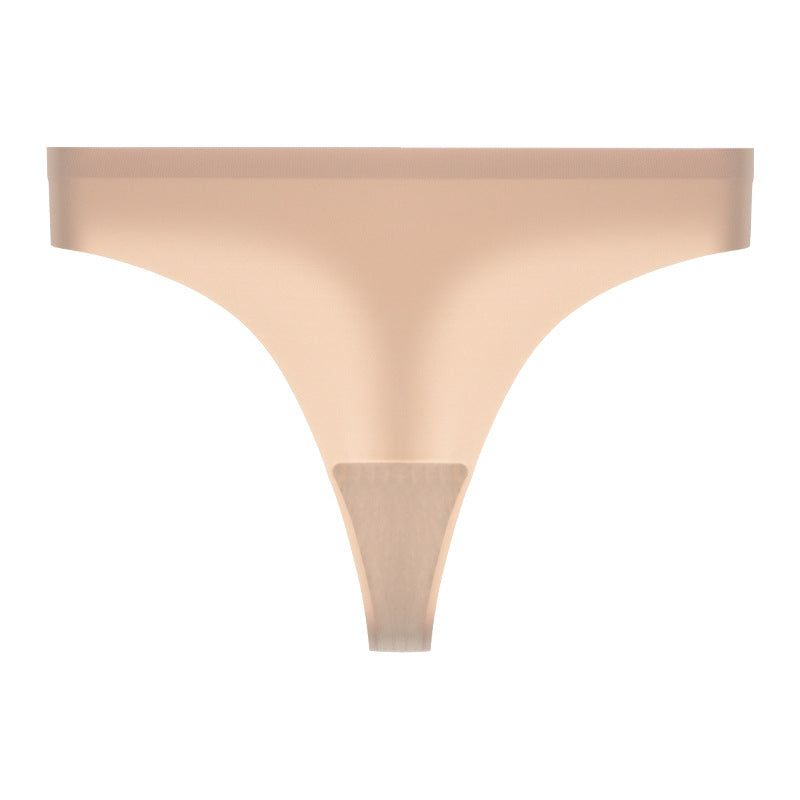 Seamless T Back Ladies Low Waist T Shaped Panties Comfortable High Elastic Brocade Brazilian Underwear Panties Thong