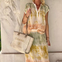 Women Print Sleeveless Top Skirt Two Piece Set Beach Suit