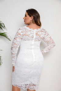 Plus Size Evening Dress Short Skinny Lace Dress