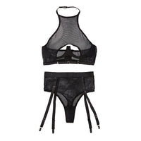 Sexy Design Grid Halter Cut out Beauty Back Sexy Underwear Two Piece