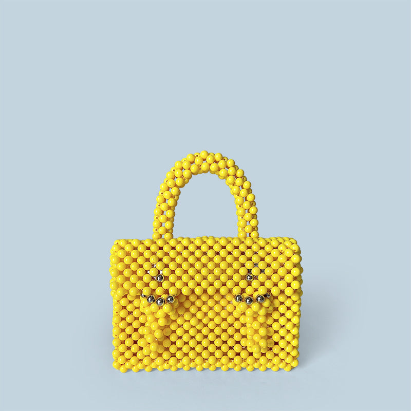 Handmade Beaded Briefcase Women Gorgeous Square Bag Casual Shoulder Crossbody Portable Finished Bag