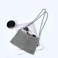 Shiny Buling Hand Woven Bag Metal Sequ Scale Hollow Out Cutout Bag Chain Crossbody Phone Bag