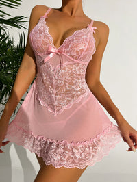 See through Sexy Underwear Mesh Lace Seduction Pajamas Suit