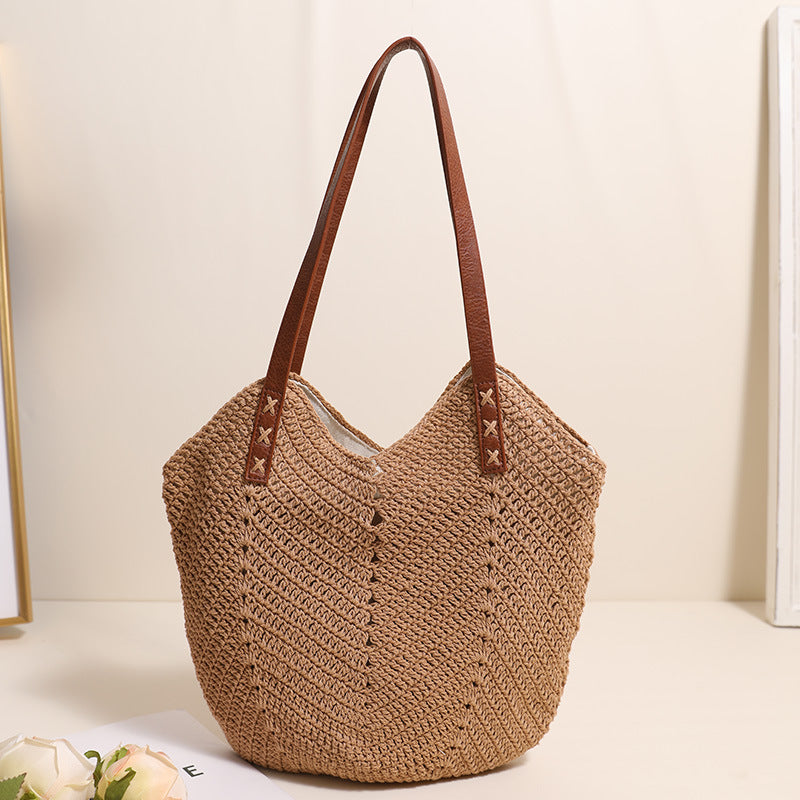 Shoulder Cotton Thread Woven Bag Casual Straw Bag Vacation Beach Bag All Matching Niche Women Bag
