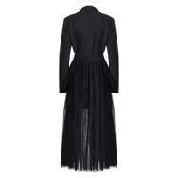 Dark Skirt Set Two Piece Set Spring Elegant Long Set Mesh Pleated Skirt Set For Women
