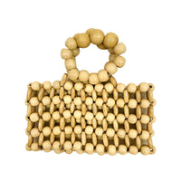 Retro Hand Woven Clutch Natural Wooden Bead Handbag Transparent Beach Cubic Bag