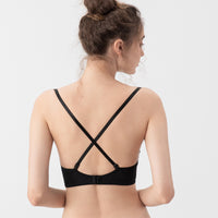 French Small Breast Push up Underwear Sexy Glossy Surface without a Scratch Underwear Deep V Plunge Halter Beautiful Back Underwired Bra