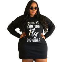 Plus Size Sweater Letter Graphic Print Casual Women Dress