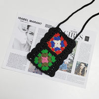 Handmade Knitting Wool Crochet Internet Celebrity Ethnic Mobile Phone Bag Mixed Color Random One-Piece Crossbody Bag
