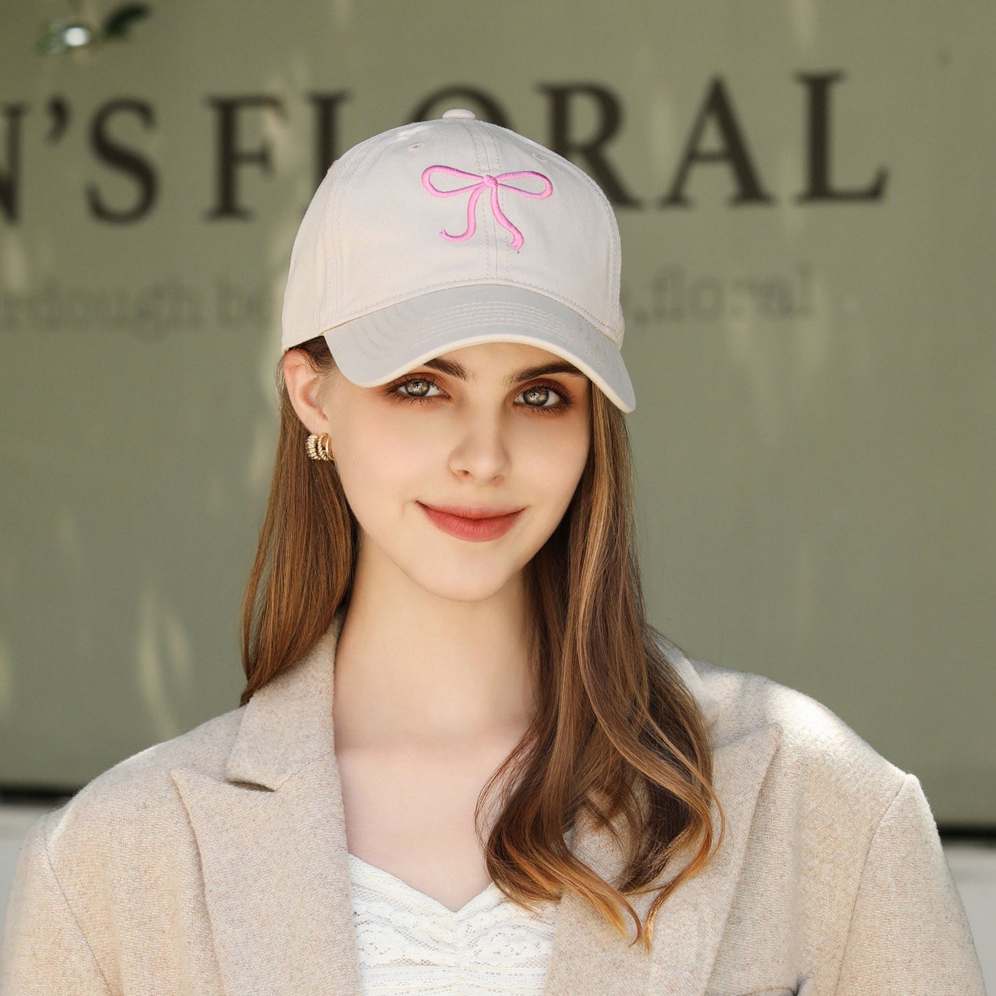 Women Four Seasons Bow Sun Proof Fresh Sweet College Face Looking Small Baseball Cap