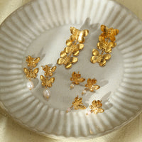 Pearl Butterfly Tassel Titanium Steel Earrings Fashionable All Match Light Luxury High Sense Stainless Steel Studs