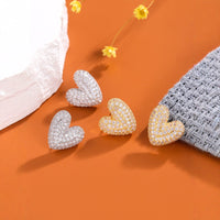 Elegance Simplicity Metal Diamond Love Heart Women Earrings Stud Earrings Suitable Daily Commuting Dating Gifts