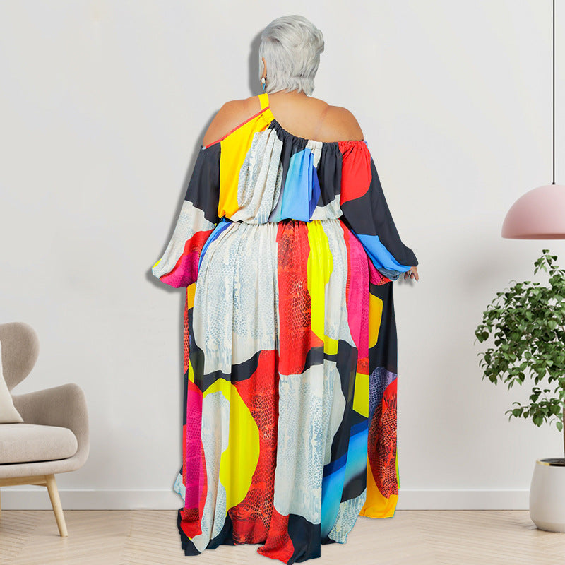 Plus Size Women Clothes Winter New Left Right off-Shoulder Women Dress New