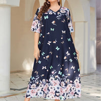 Plus Size Women Clothing Office Loose Printed Women Clothes Dress