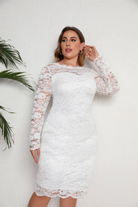 Plus Size Evening Dress Short Skinny Lace Dress